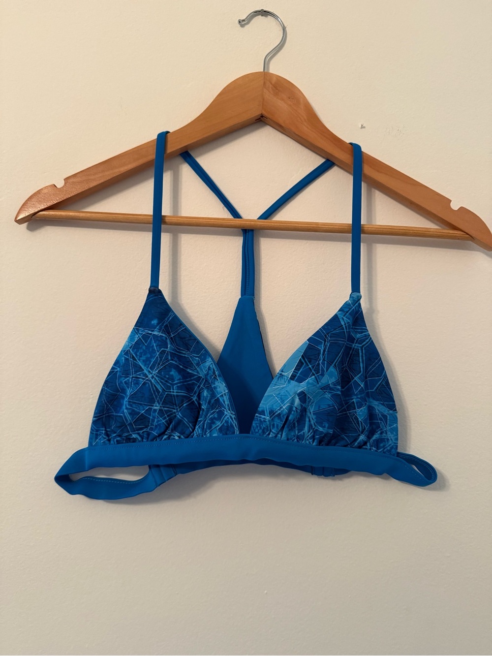 Pelagic Blue Printed Triangle Bikini Top - Women Swim